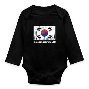 Korean Korean Republic Flag Pride Korean Flag - Organic Longsleeve Baby Bodysuit - black - Front