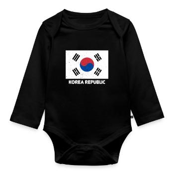 Korean Korean Republic Flag Pride Korean Flag - Organic Longsleeve Baby Bodysuit - black - Front