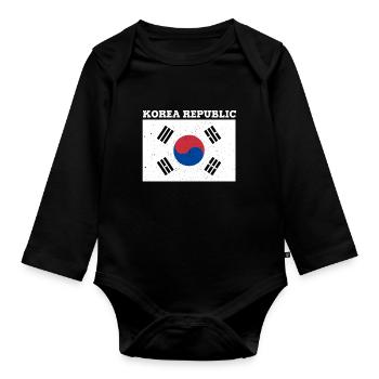 Korean Korean Republic Flag Pride Korean Flag - Organic Longsleeve Baby Bodysuit - black - Front
