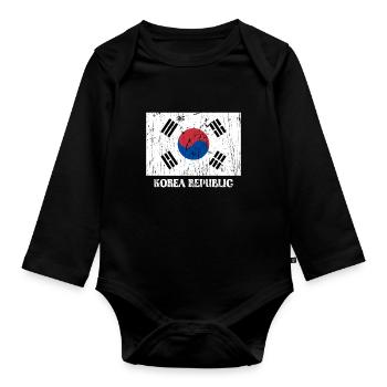Korean Korean Republic Flag Pride Korean Flag - Organic Longsleeve Baby Bodysuit - black - Front