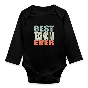 Meilleur technicien de tous les temps Cadeau de technicien - Body Bébé bio manches longues - noir - Devant
