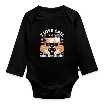 Ich Liebe Katzen Die Hunde Nicht So Sehr Katze Süß - Baby Bio-Langarm-Body - Schwarz - Vorne