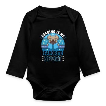 Book Reader Reading Literature Bookworm Gift Idea - Organic Longsleeve Baby Bodysuit - black - Front