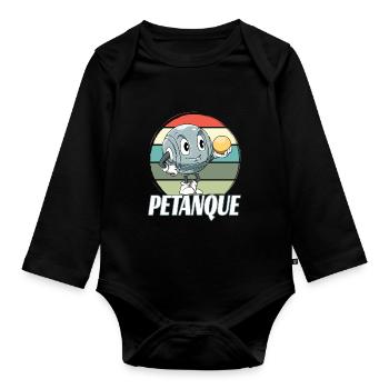 Kugelspiel Petanque Treffer Petanque Spieler - Baby Bio-Langarm-Body - Schwarz - Vorne