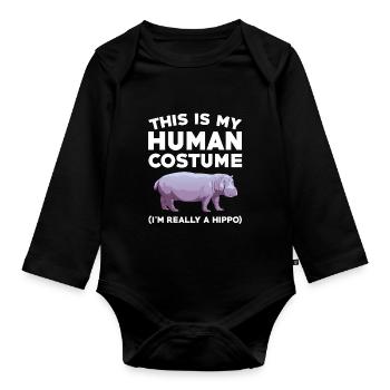 Lustiges Nilpferd Spruch - Baby Bio-Langarm-Body - Schwarz - Vorne