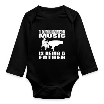 Trompete lustiger Musiker Klavier Musik Instrument - Baby Bio-Langarm-Body - Schwarz - Vorne