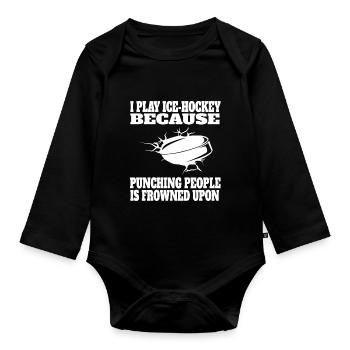 Eishockey Geschenk Wintersport Eishockeyteam - Baby Bio-Langarm-Body - Schwarz - Vorne