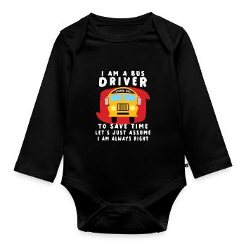 Funny School Bus Driver Appreciation anniversary - Organic Longsleeve Baby Bodysuit - black - Front