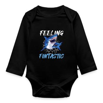 Fintastic Haifisch Lustig - Baby Bio-Langarm-Body - Schwarz - Vorne