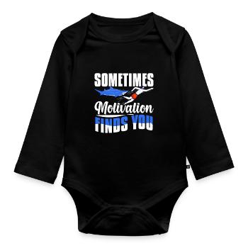 Manchmal findet dich die Motivation Schwimmer - Baby Bio-Langarm-Body - Schwarz - Vorne