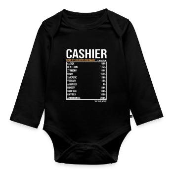 Cashier Daily Values Funny Cashier - Organic Longsleeve Baby Bodysuit - black - Front