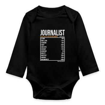 Journaliste du jour Drôle de journaliste - Body Bébé bio manches longues - noir - Devant