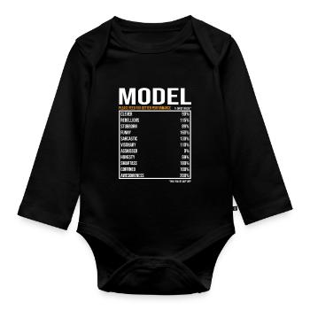 Model Job Spruch - Baby Bio-Langarm-Body - Schwarz - Vorne