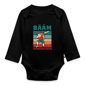Bäm Kindergartenkind Kindergarten Jungen Jungs - Baby Bio-Langarm-Body - Schwarz - Vorne