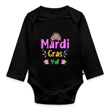 Mardi Gras Costume Mask - Organic Longsleeve Baby Bodysuit - black - Front