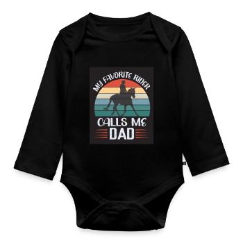 Cavalier Cheval Père Papa papa - Body Bébé bio manches longues - noir - Devant