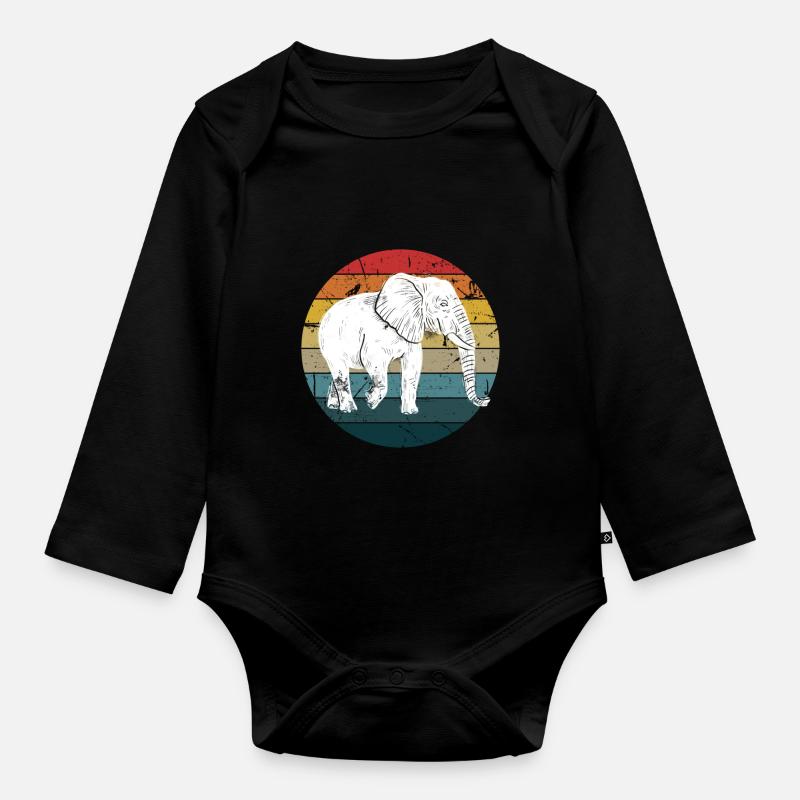 Elefant - Baby Bio-Langarm-Body - Schwarz