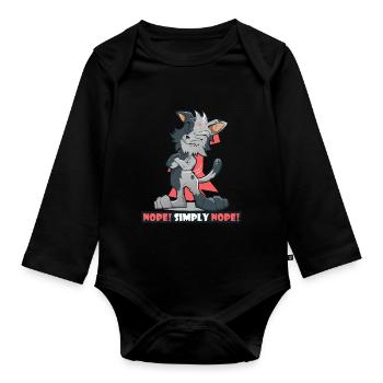 Nope! geneverte and lazy cat Nö cat lover - Organic Longsleeve Baby Bodysuit - black - Front