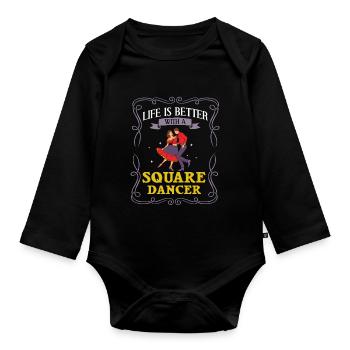 Square Dance Music Caller Folk Dance Dancer Usa - Organic Longsleeve Baby Bodysuit - black - Front