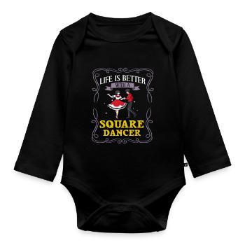 Square Dance Musik Caller Volkstanz Tänzer Usa - Baby Bio-Langarm-Body - Schwarz - Vorne