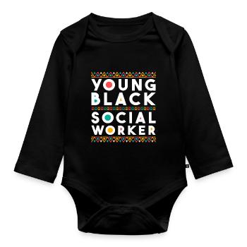 Mois du travail social à l’école Africain - Body Bébé bio manches longues - noir - Devant