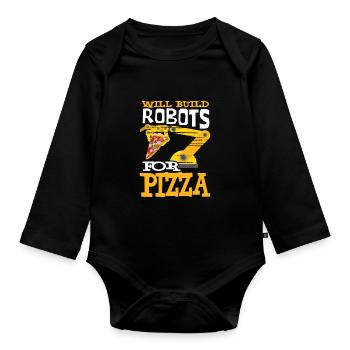 Roboter Pizza Robotertechniker Robotik - Baby Bio-Langarm-Body - Schwarz - Vorne