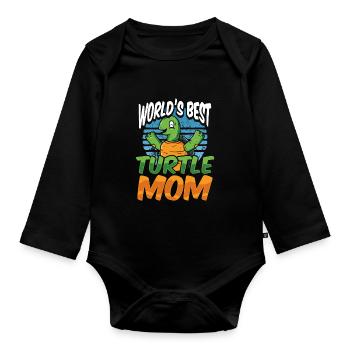 Turtle Mom Turtle Lover - Organic Longsleeve Baby Bodysuit - black - Front