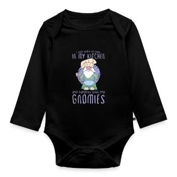 Cooking Cook Chef Gnomes Gnome Lover Funny Gnome - Baby Bio-Langarm-Body - Schwarz - Vorne