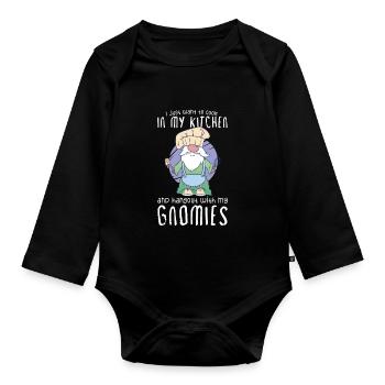 Cooking Cook Chef Gnomes Gnome Lover Funny Gnome - Baby Bio-Langarm-Body - Schwarz - Vorne