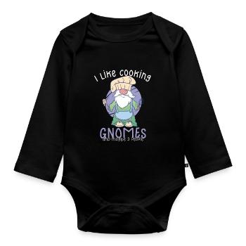 Cuisine Cuisinier Chef Gnomes Gnome Lover Drôle Gnome Gnome - Body Bébé bio manches longues - noir - Devant