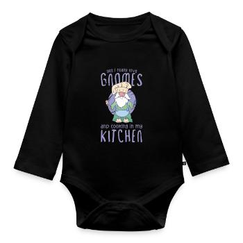 Cooking Cook Chef Gnomes Gnome Lover Funny Gnome - Baby Bio-Langarm-Body - Schwarz - Vorne