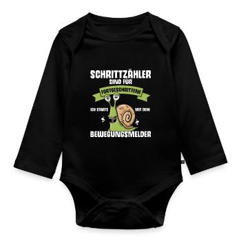 Lustige Sprüche Schnell Langsam Faul Relax - Baby Bio-Langarm-Body - Schwarz - Vorne