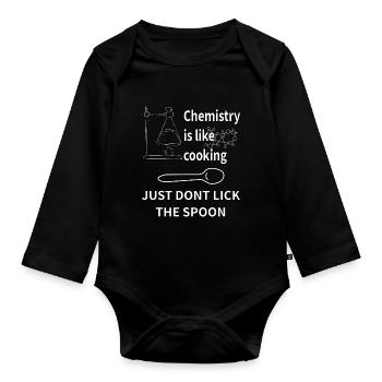 La chimie, c’est comme cuisiner - ne pas lécher la cuillère - Body Bébé bio manches longues - noir - Devant