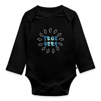 WAHRER HELD - TRUE HERO - Baby Bio-Langarm-Body - Schwarz - Vorne