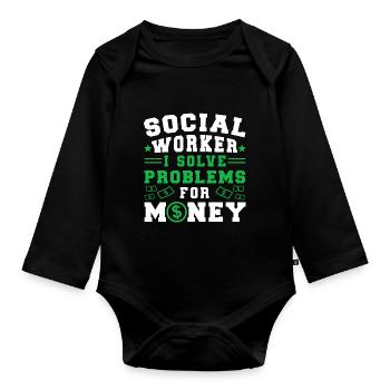 School Social Work Month Social - Baby Bio-Langarm-Body - Schwarz - Vorne