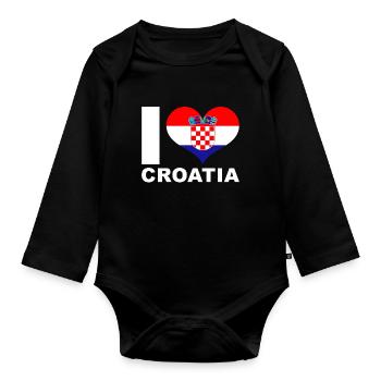 I love Croatia heart flag Croatia - Organic Longsleeve Baby Bodysuit - black - Front