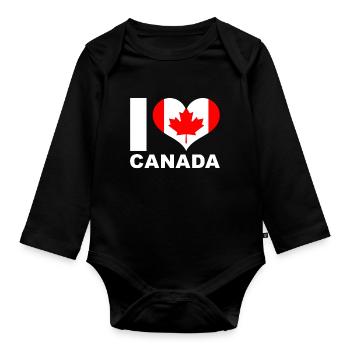 I love Canada heart flag Canada - Organic Longsleeve Baby Bodysuit - black - Front