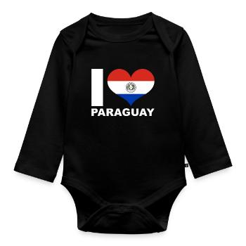 Ich liebe Paraguay Herz Flagge Paraguay - Baby Bio-Langarm-Body - Schwarz - Vorne