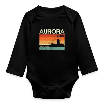Aurora Illinois - Baby Bio-Langarm-Body - Schwarz - Vorne