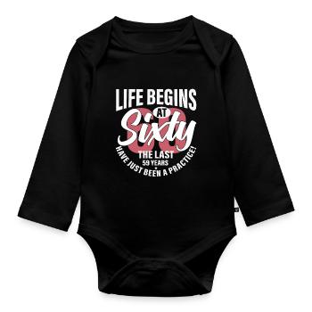 la vie commence à soixante ans - Body Bébé bio manches longues - noir - Devant