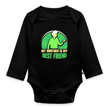 Mein Bruder Ist Mein Bester Freund Team Brüder - Baby Bio-Langarm-Body - Schwarz - Vorne