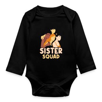 Schwestern Team Freund Freundschaft Schwester - Baby Bio-Langarm-Body - Schwarz - Vorne