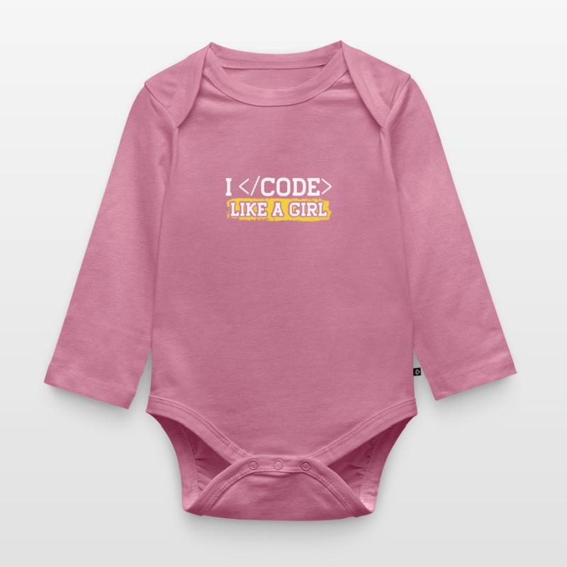 Coding Like A Girl Programming Programmer Coder Organic Longsleeve Baby Bodysuit