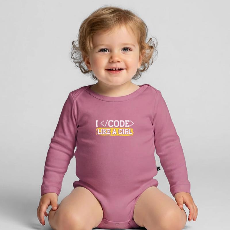 Coding Like A Girl Programming Programmer Coder Organic Longsleeve Baby Bodysuit