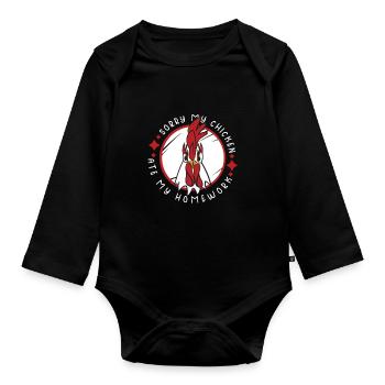 Poulet Fermier Cadeau Drôle Poulets Ferme de Campagne - Body Bébé bio manches longues - noir - Devant