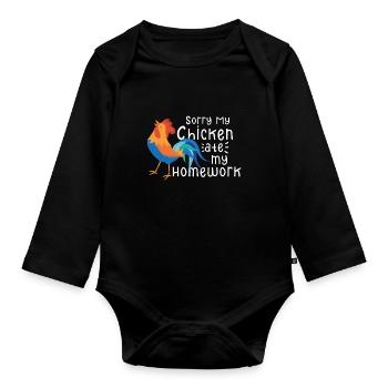 Poulet Fermier Cadeau Drôle Poulets Ferme de Campagne - Body Bébé bio manches longues - noir - Devant