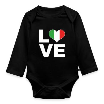 I love Italy heart flag Italy - Organic Longsleeve Baby Bodysuit - black - Front