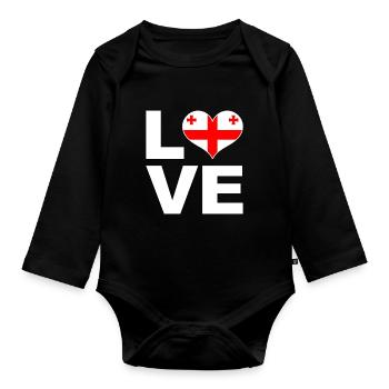 I love Georgia heart flag Georgia - Organic Longsleeve Baby Bodysuit - black - Front