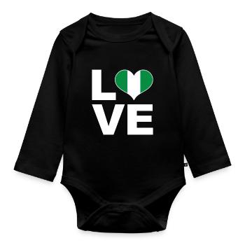 J’aime le drapeau du cœur du Nigeria - Body Bébé bio manches longues - noir - Devant