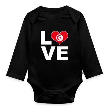 I love Tunisia heart flag Tunisia - Organic Longsleeve Baby Bodysuit - black - Front